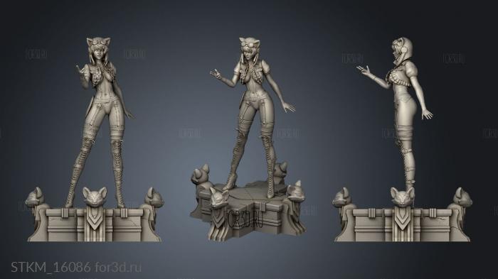 Steampunk Catwoman statue stl model for CNC