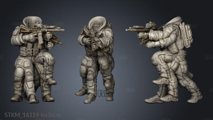 Turn Marsoc combat hoodie walking Aiming stl model for CNC