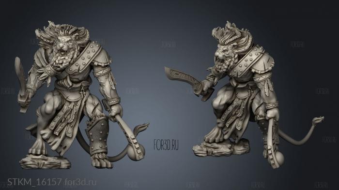 The Lion Tower Adventurers Guild and Lions leonin barbarian stl model for CNC