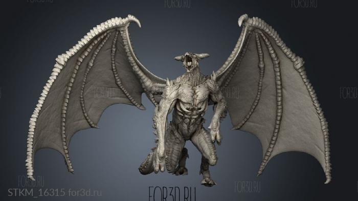 Undead Bat Dragon stl model for CNC