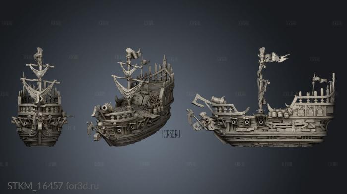 Undead Pirate Ship Flat stl model for CNC