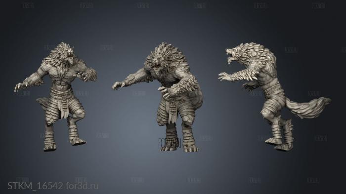 Werewolf Warrior Attacking stl model for CNC