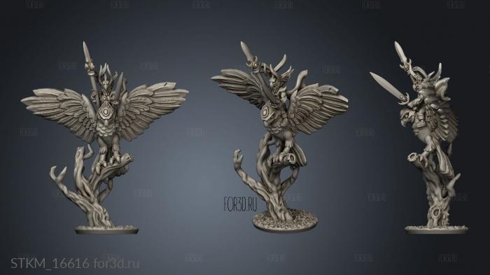 Wood elf characters hawk rider hero stl model for CNC