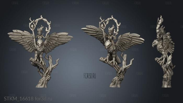 Wood elf characters hawk rider sorceress stl model for CNC