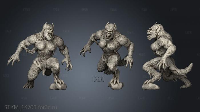 Witcher Contract Female Werebeast stl model for CNC