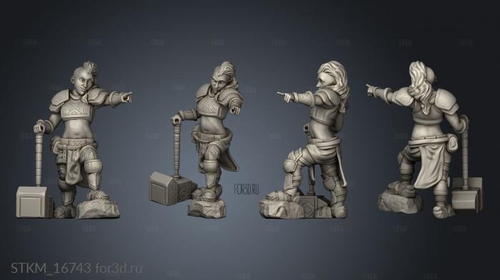 Sons Midnight Dwarven War Maiden Posing stl model for CNC