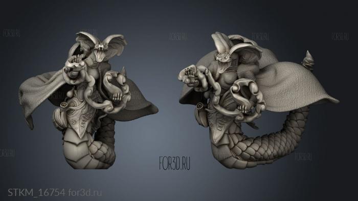 Ruins Madness Serpentfolk Mage Attacking stl model for CNC