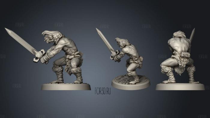 Barbarian with sword on podium stl model for CNC