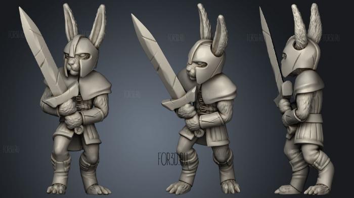 Bunny Swordsman (Medium) stl model for CNC