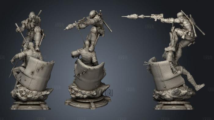 Deadpool Statue 450mm (one piece) stl model for CNC