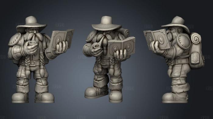 Dwarf Archeologist with a Book stl model for CNC
