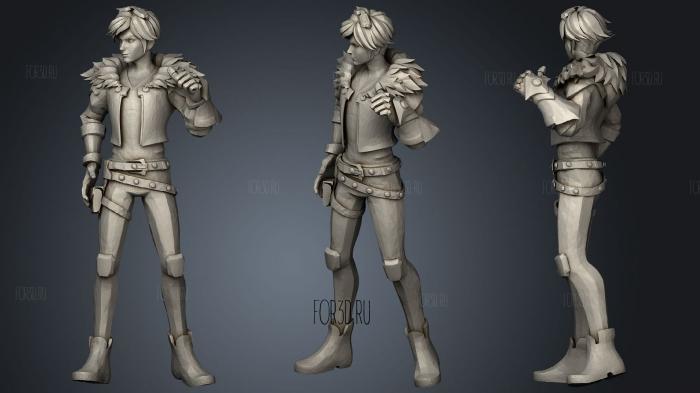 Ezreal with stand and Lo L logo stl model for CNC