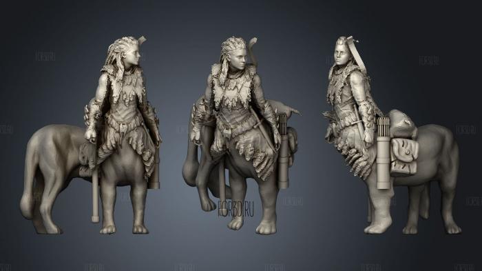 Lamia Or Tauric Lion Huntress With Giant Rat Meal stl model for CNC
