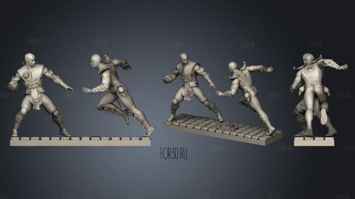 Mortal Kombat diorama Sub Zero and Scorpion with abilities stl model for CNC
