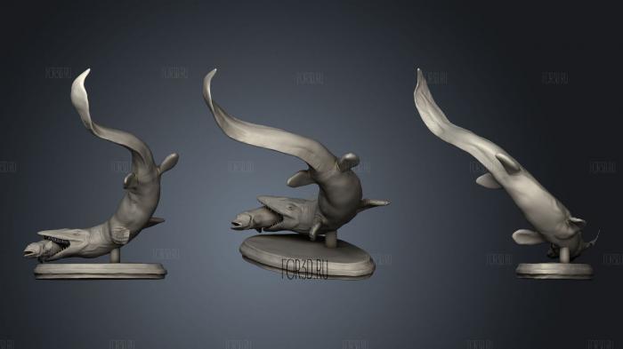 Mosasaurus and fish 3d stl модель для ЧПУ
