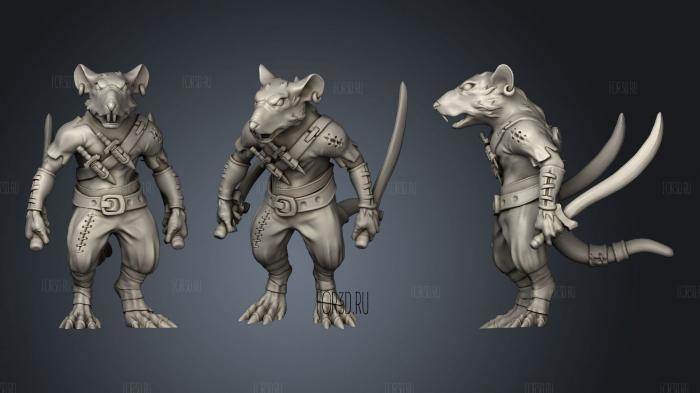 Rat Warrior (Medium) stl model for CNC