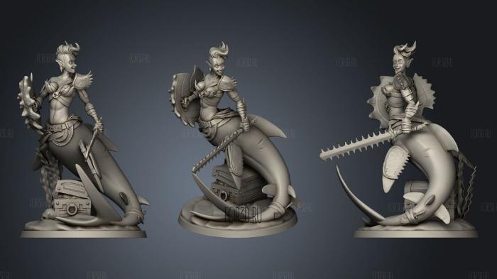 Warrior Mermaid stl model for CNC