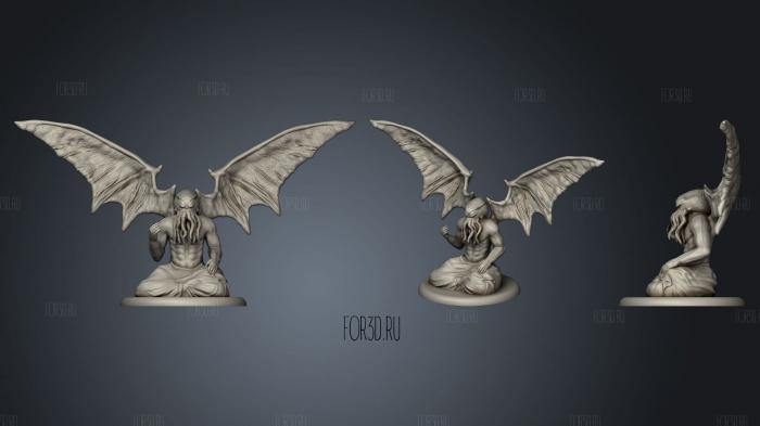 Winged Cthulhu stl model for CNC