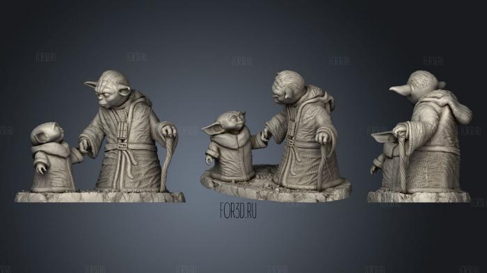 Yoda Grogu Diorama stl model for CNC