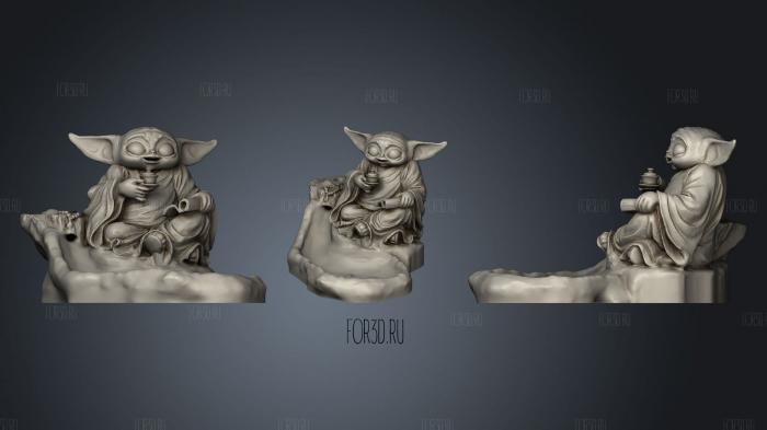 Yoda incense burner stl model for CNC