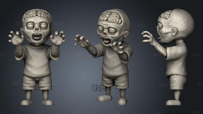 Zombie Kid 2 stl model for CNC