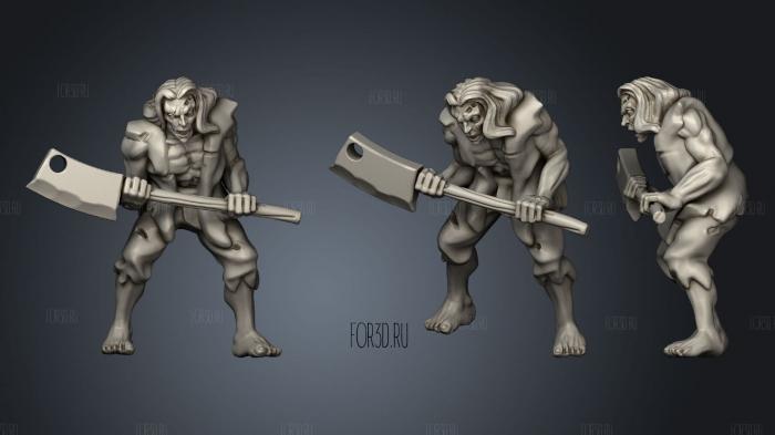 Zombie with sword stl model for CNC