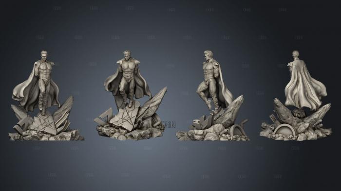 A warrior with a cape on the rocks stl model for CNC