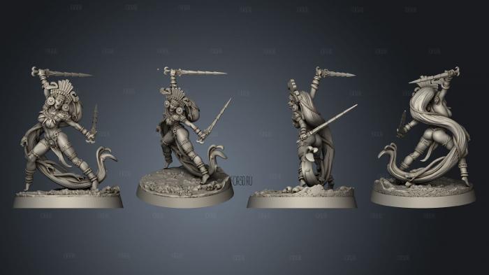 Eztli Sacrificial Warrior with and without snakes v 3 stl model for CNC