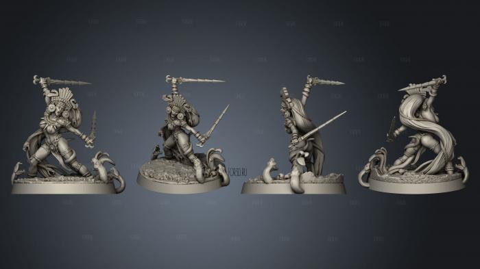 Eztli Sacrificial Warrior with and without snakes stl model for CNC