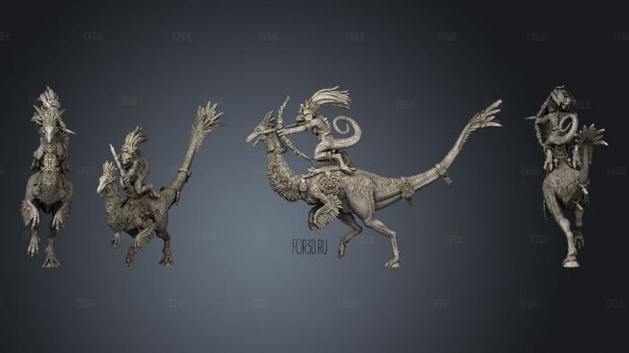 Gallimimus Riders 03 stl model for CNC