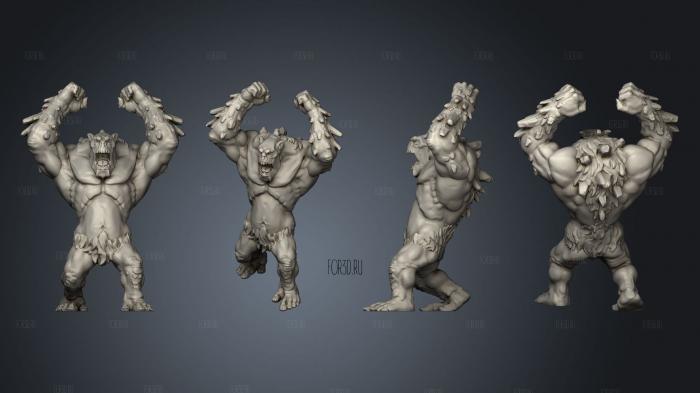 Mountain Troll Attacking Large stl model for CNC