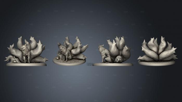 Nine Tailed Fox Sitting Large stl model for CNC