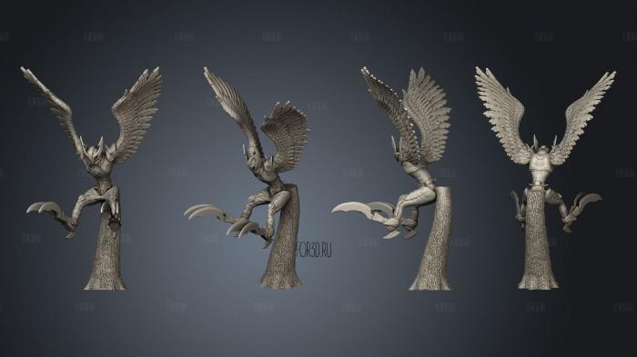 Owl Harpy Attacking Large stl model for CNC