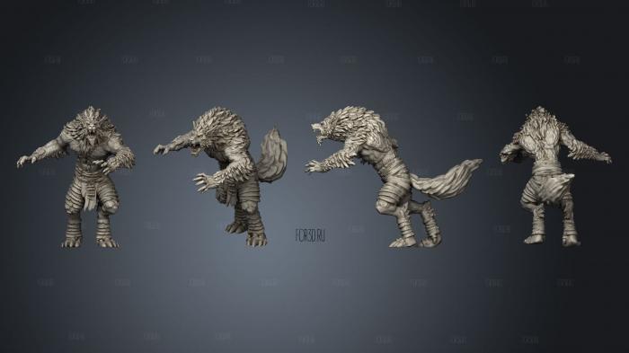 Werewolf Warrior Attacking stl model for CNC