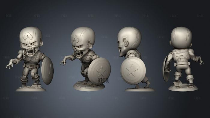 Zombie Captain America Chibi stl model for CNC