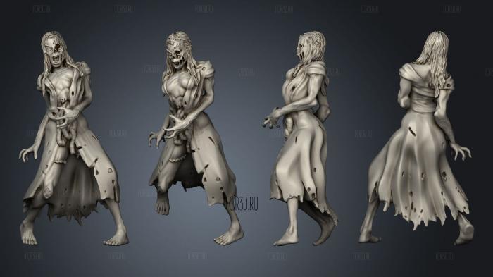 Zombie Female 1 stl model for CNC