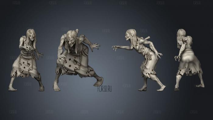 Zombie Female 2 stl model for CNC