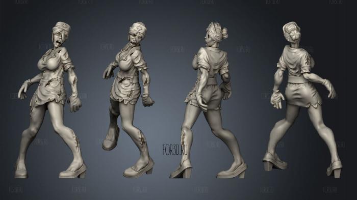 Zombie Nurse withoutbase stl model for CNC