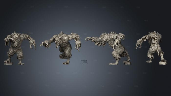 Zombie Owlbear Attacking Large stl model for CNC