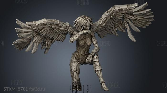 Cyborg Angel Diorama Two Wings stl model for CNC