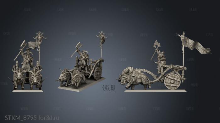 TWO BOARS CHARIOT FLAT stl model for CNC