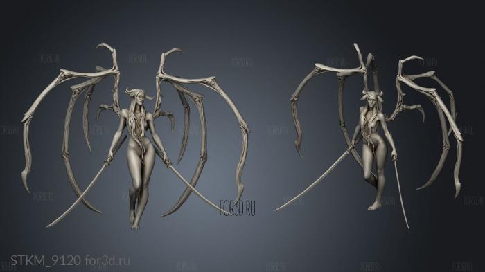 Undead Succubus Sexy Winged stl model for CNC