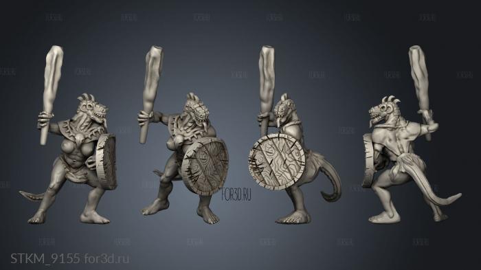 Mega age The Colossal Lizardfolk Female Club and Shield stl model for CNC