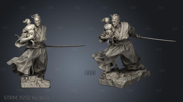 Lone Wolf Samurai Baby And Sword stl model for CNC