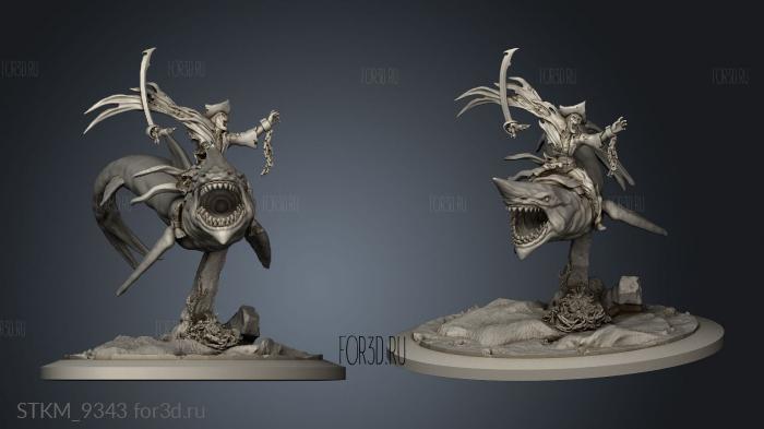 Pirates Curse the Dead Seas Troops Mounted Gold Fools on Shark Fool stl model for CNC