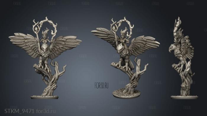 Wood elf characters hawk rider sorceress stl model for CNC