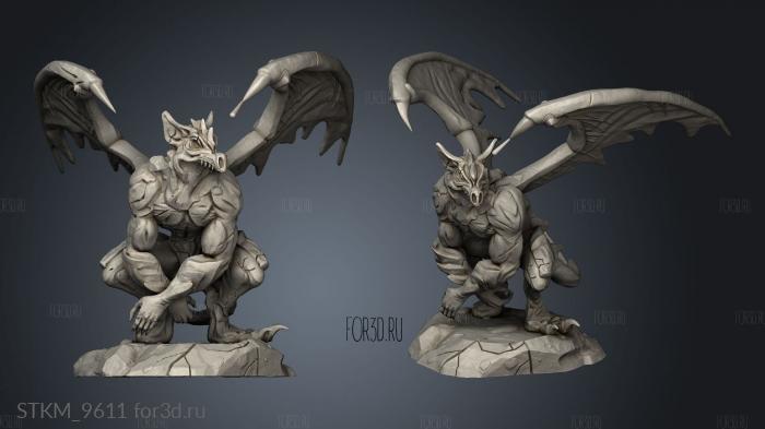 Gargoyle Sitting stl model for CNC