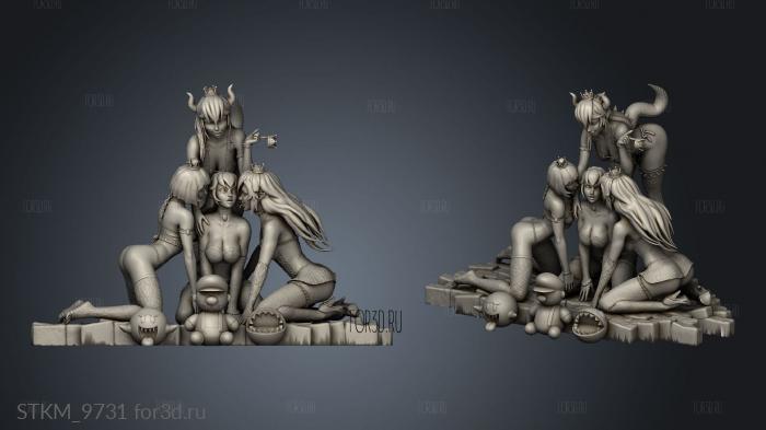 Bowsette Diorama stl model for CNC