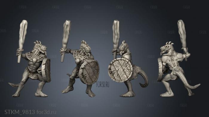 Mega age The Colossal Lizardfolk Male Club and Shield stl model for CNC