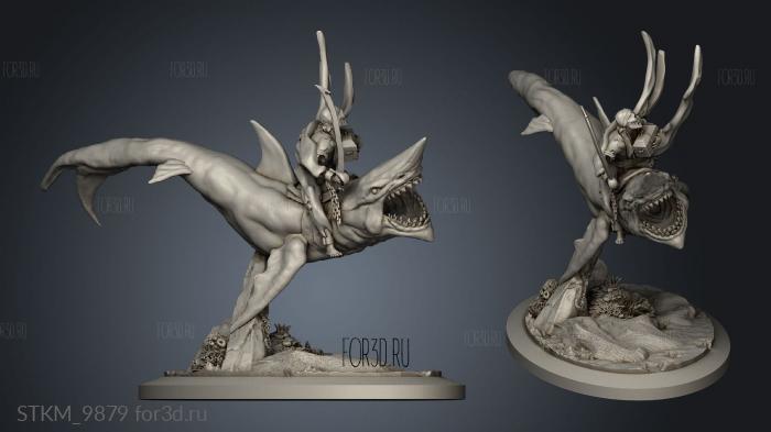 Pirates Curse the Dead Seas Troops Mounted Gold Fools on Shark Fool stl model for CNC